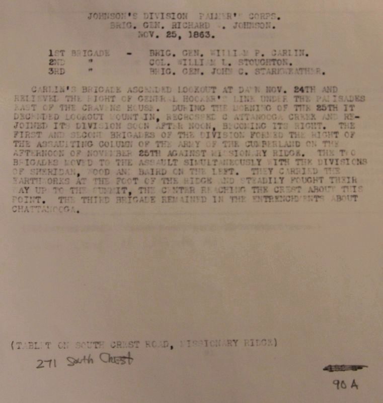 The Text from the Johnson’s Brigade Marker image. Click for full size.