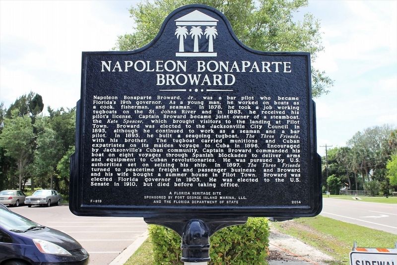 Pilot Town/Napoleon Bonaparte Broward Marker image. Click for full size.