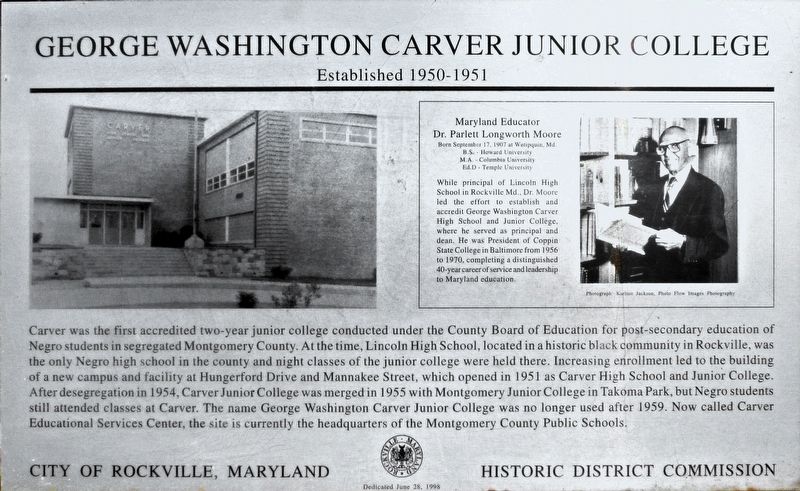 George Washington Carver Junior College Marker image. Click for full size.