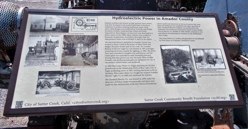 Hydroelectric Power in Amador County Marker image. Click for full size.