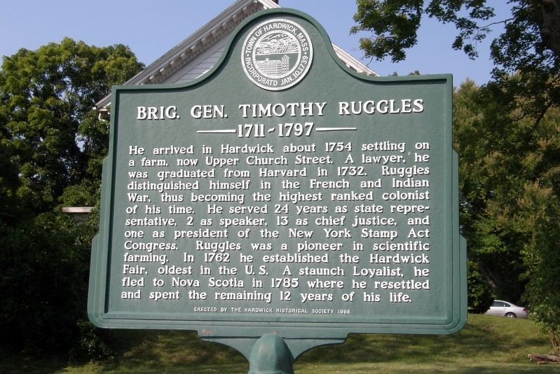 Brig. Gen. Timothy Ruggles Marker image. Click for full size.
