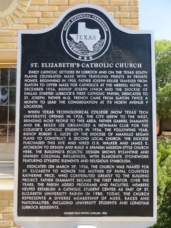 St. Elizabeth's Catholic Church Marker image. Click for full size.
