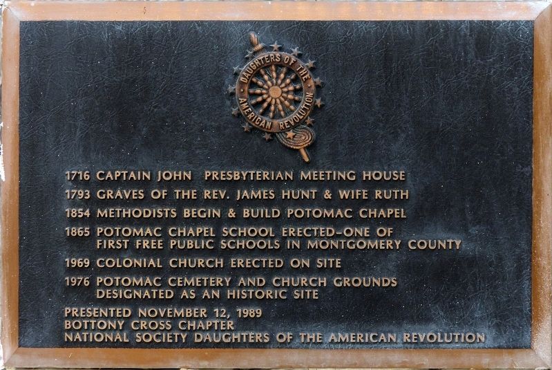Potomac Cemetery and Church Grounds Marker image. Click for full size.