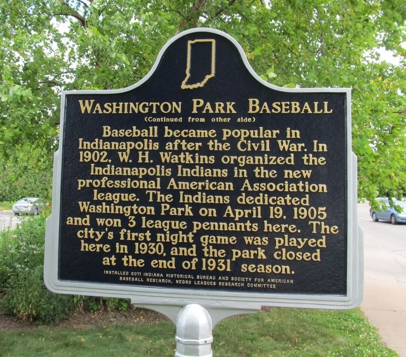 Washington Park Baseball Marker. Click for full size. Washington Park Baseball Marker image. Click for full size.