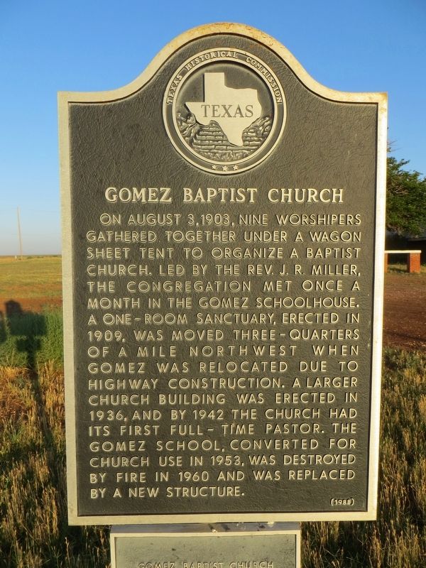 Gomez Baptist Church Marker image. Click for full size.