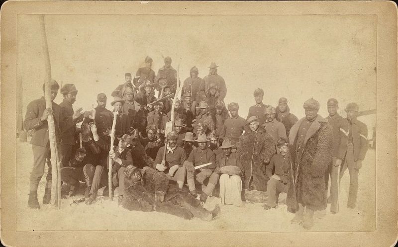 <i>Buffalo soldiers of the 25th Infantry, some wearing buffalo robes, Ft. Keogh, Montana</i>. Click for full size. <i>Buffalo soldiers of the 25th Infantry, some wearing buffalo robes, Ft. Keogh, Montana</i> image. Click for full size.