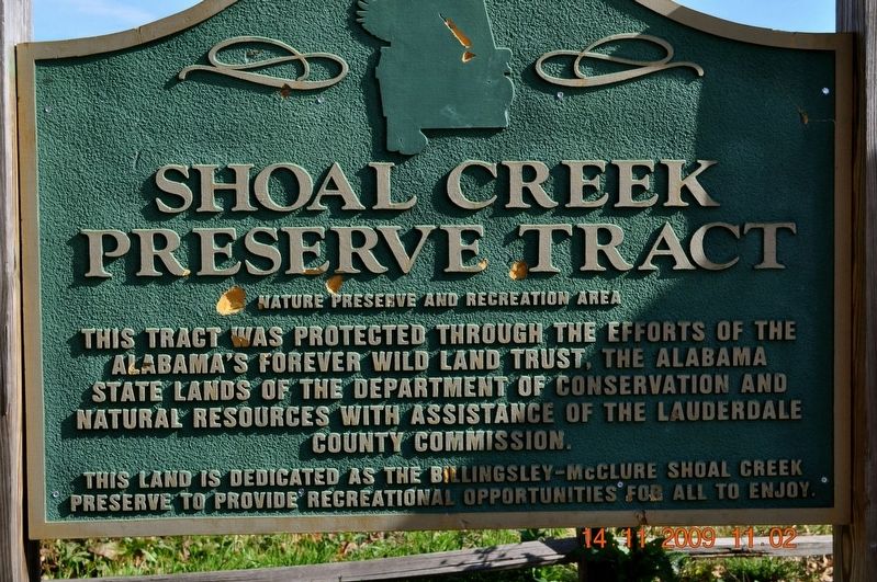 Shoals Creek Preserve Tract Marker image. Click for full size.