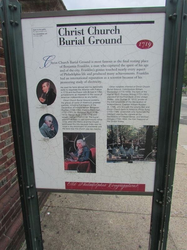 Christ Church Burial Ground Marker. Click for full size. Christ Church Burial Ground Marker image. Click for full size.