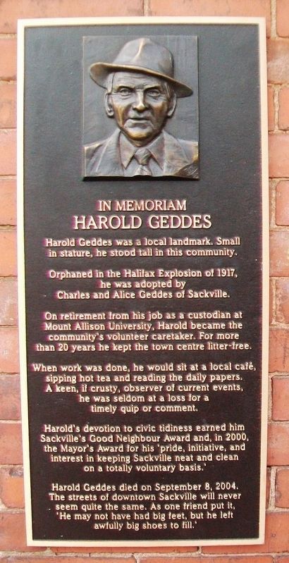 Harold Geddes Marker. Click for full size. Harold Geddes Marker image. Click for full size.