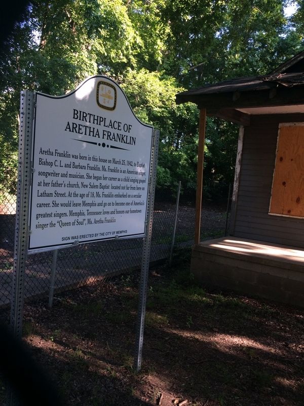 Birthplace of Aretha Franklin Marker. Click for full size. Birthplace of Aretha Franklin Marker image. Click for full size.
