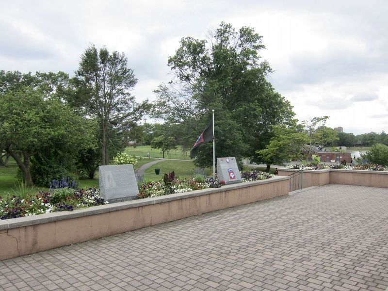 77th Infantry Division Reserve Veterans Memorial Marker - Wide View image. Click for full size.