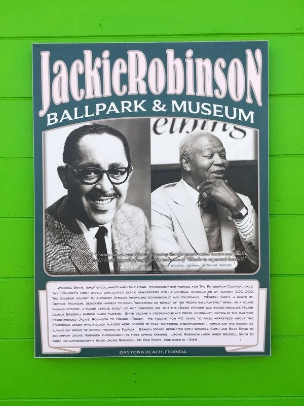 Wendell Smith And Billy Rowe Marker. Click for full size. Wendell Smith And Billy Rowe Marker image. Click for full size.