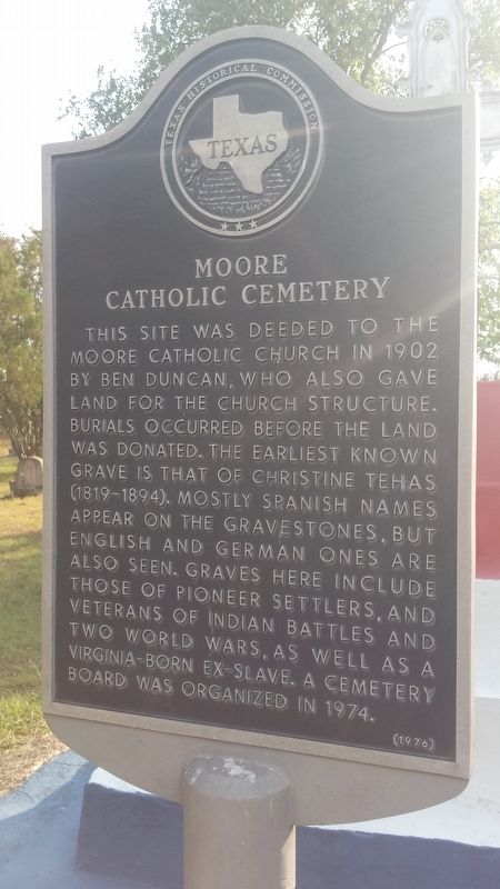 Moore Catholic Cemetery Marker image. Click for full size.