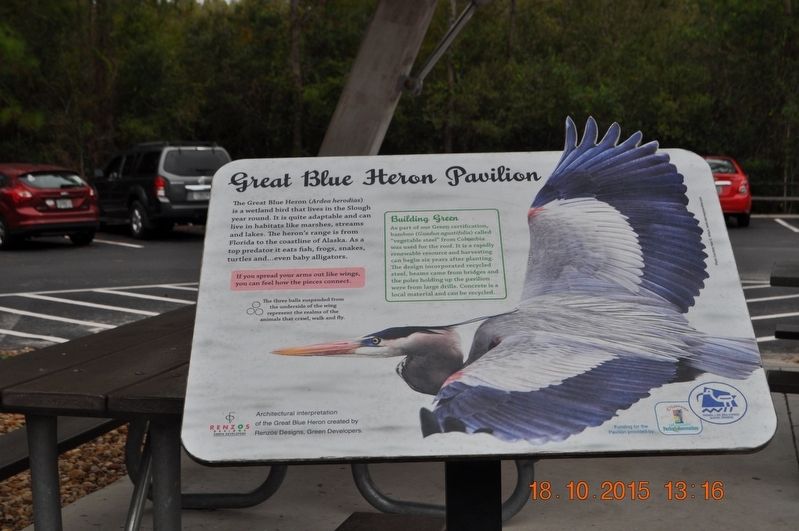 Great Blue Heron Pavilion Marker. Click for full size. Great Blue Heron Pavilion Marker image. Click for full size.