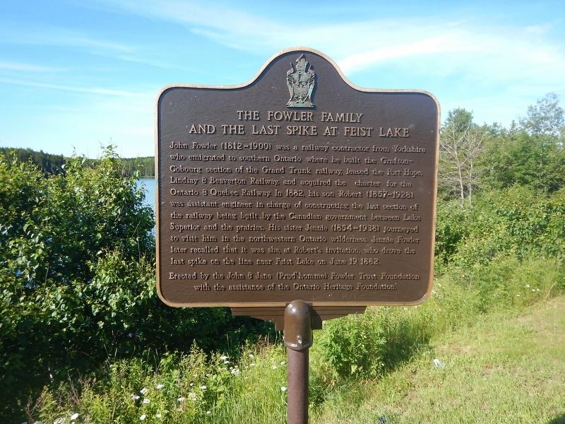 The Fowler Family and The Last Spike at Feist Lake Marker. Click for full size. The Fowler Family and The Last Spike at Feist Lake Marker image. Click for full size.