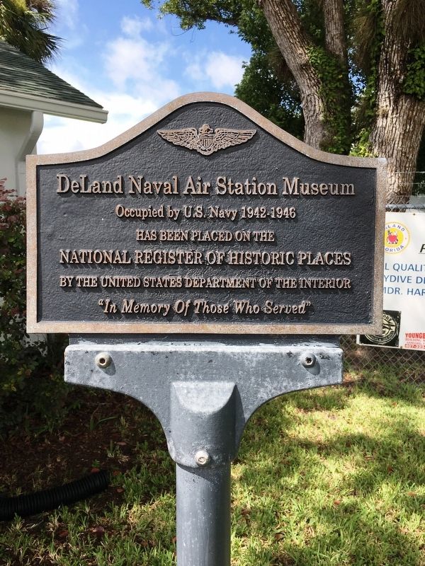 DeLand Naval Air Station Museum Marker. Click for full size. DeLand Naval Air Station Museum Marker image. Click for full size.