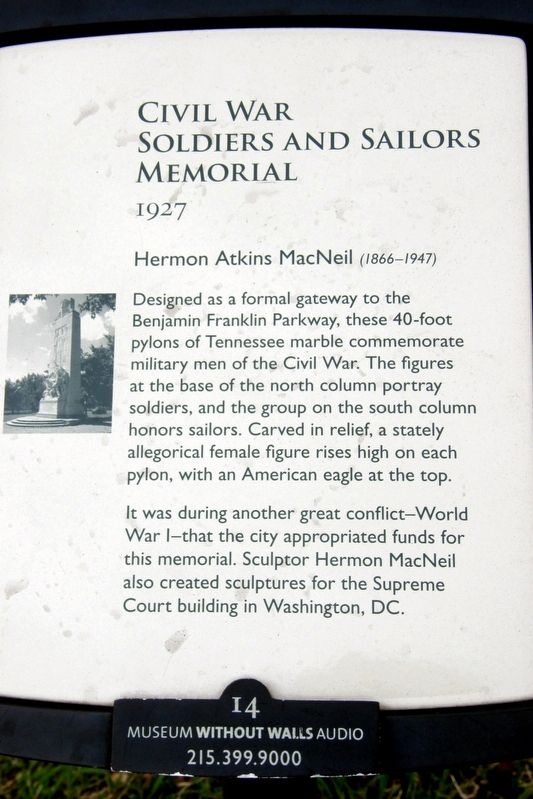 Civil War Soldiers And Sailors Memorial Marker image. Click for full size.