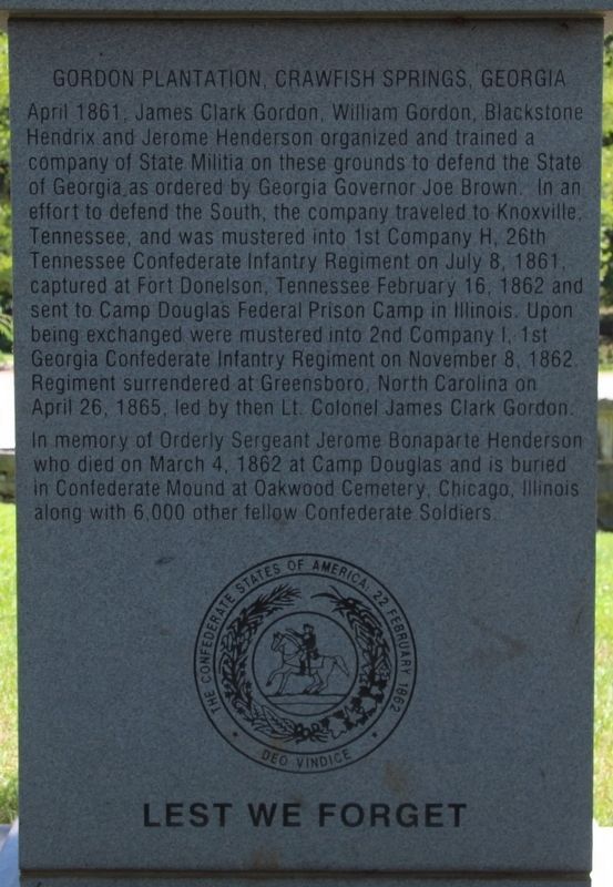 26th Tennessee Infantry / 1st Georgia Infantry Memorial Marker image. Click for full size.