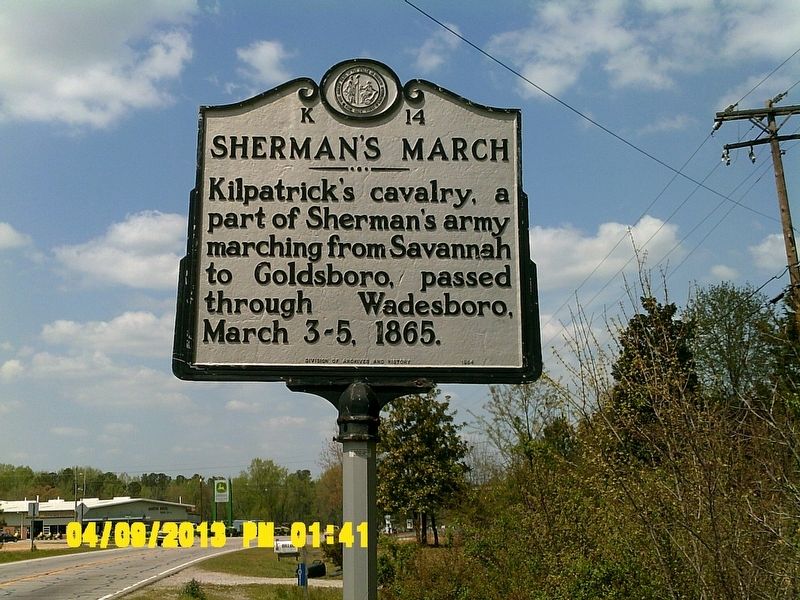 Sherman's March Marker. Click for full size. Sherman's March Marker image. Click for full size.