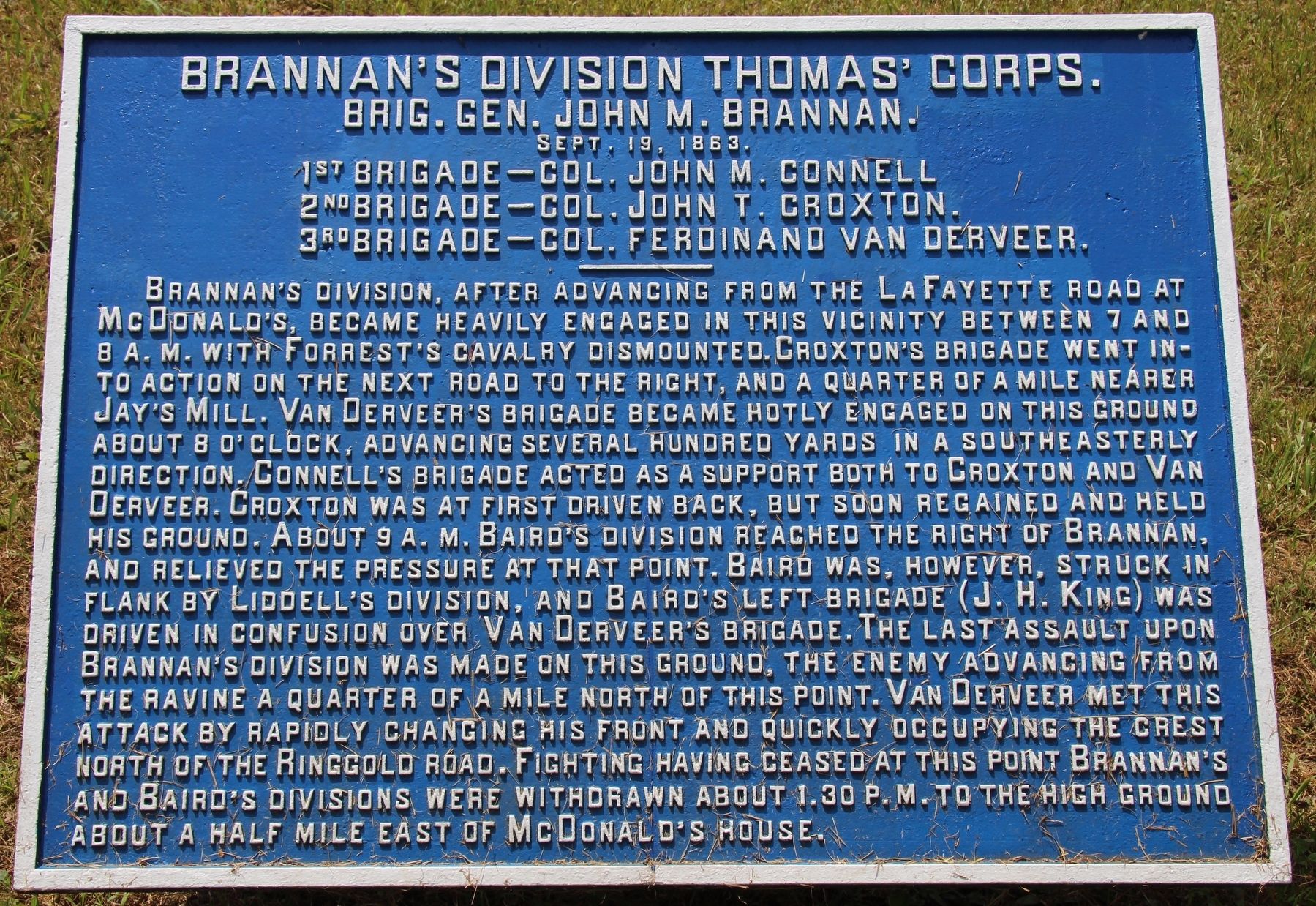 Brannan's Division Marker. Click for full size. Brannan's Division Marker image. Click for full size.