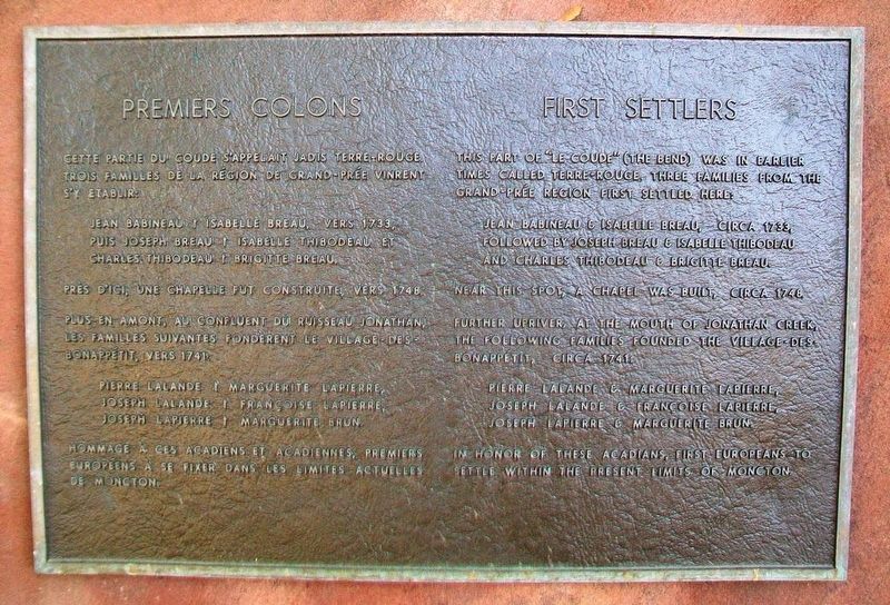 First Settlers / Premiers Colons Marker image. Click for full size.