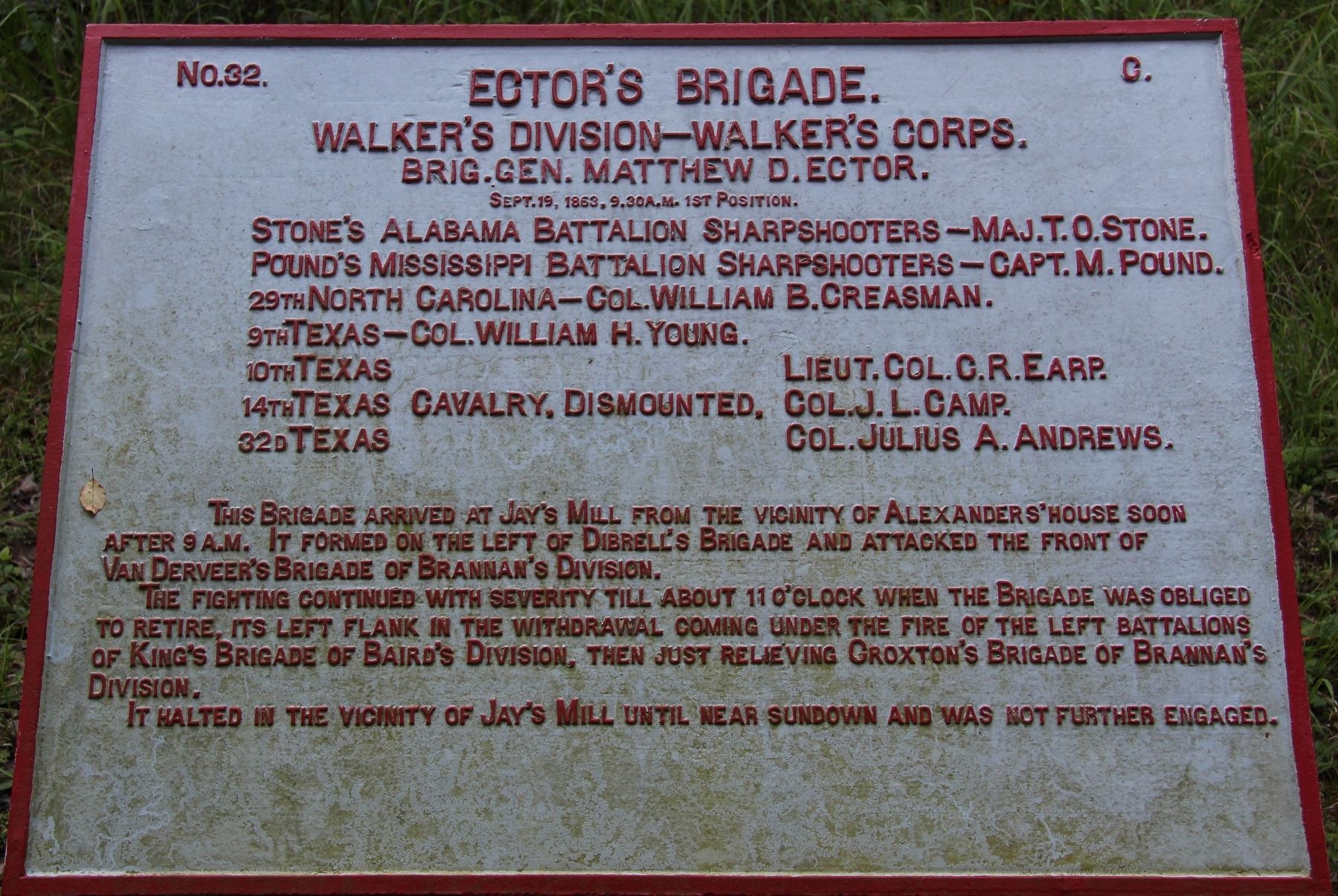 Ector's Brigade Marker image. Click for full size.