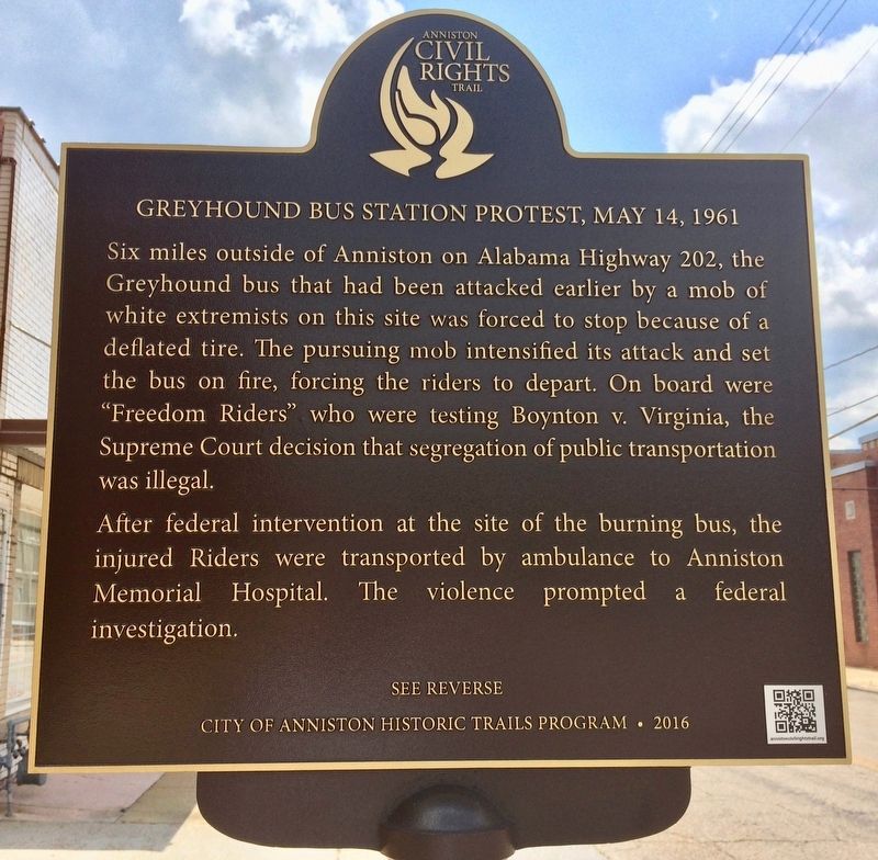 Greyhound Bus Station Protest, May 14, 1961 Marker (reverse) image, Touch for more information