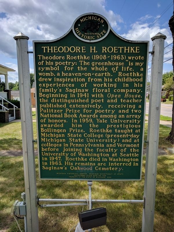 Theodore H. Roethke Marker (Side 2) image. Click for full size.