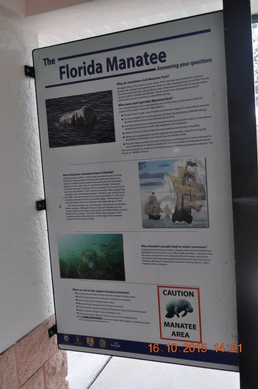 The Florida Manatee Answering your questions Marker image. Click for full size.