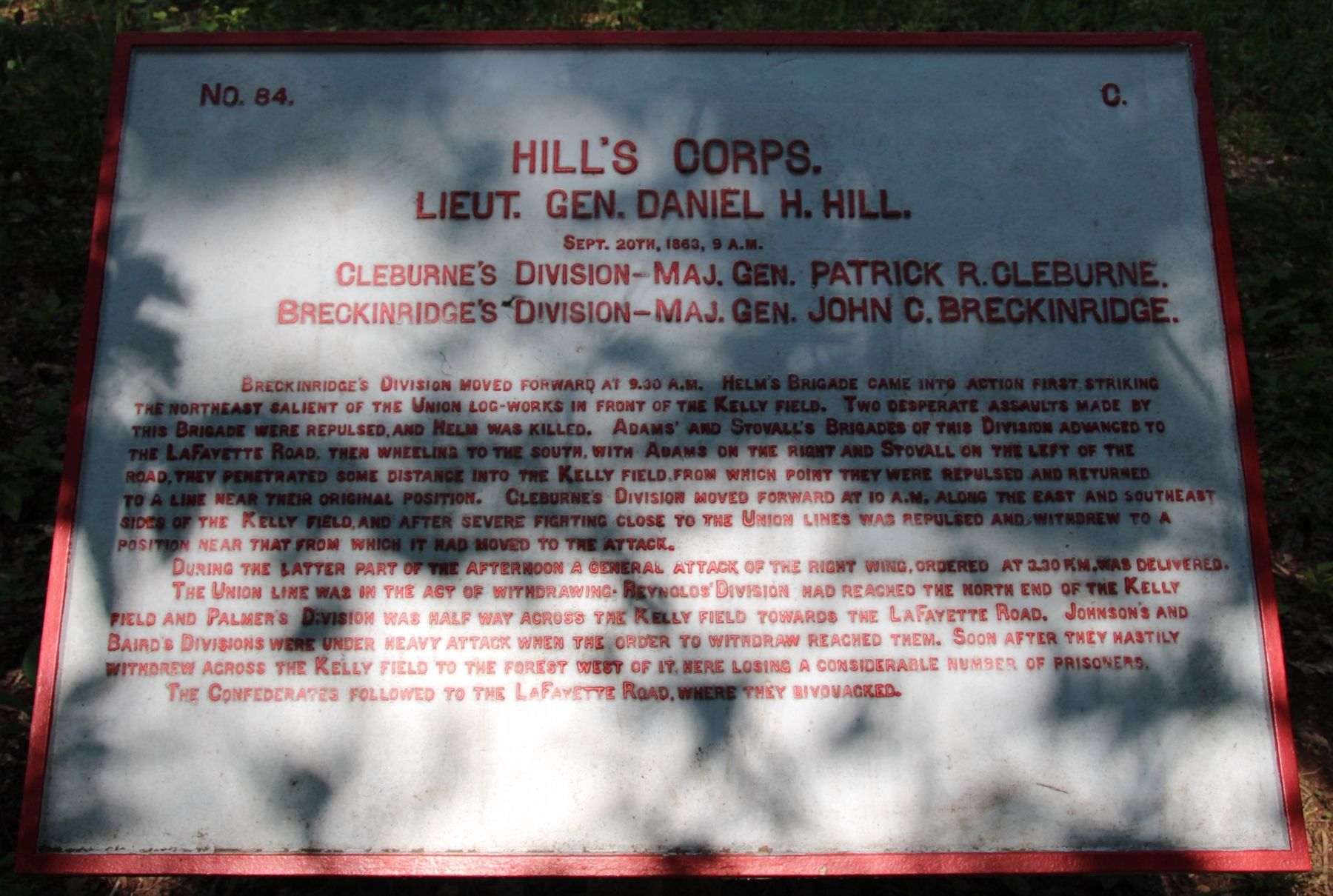 Hill's Corps Marker image. Click for full size.