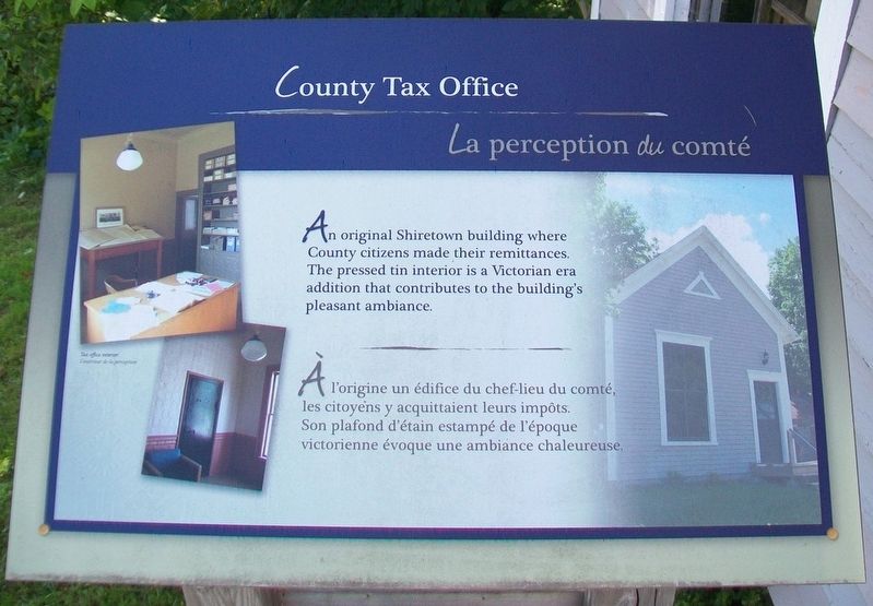 County Tax Office / <i>La</i> perception <i>du</i> comt� Marker image. Click for full size.