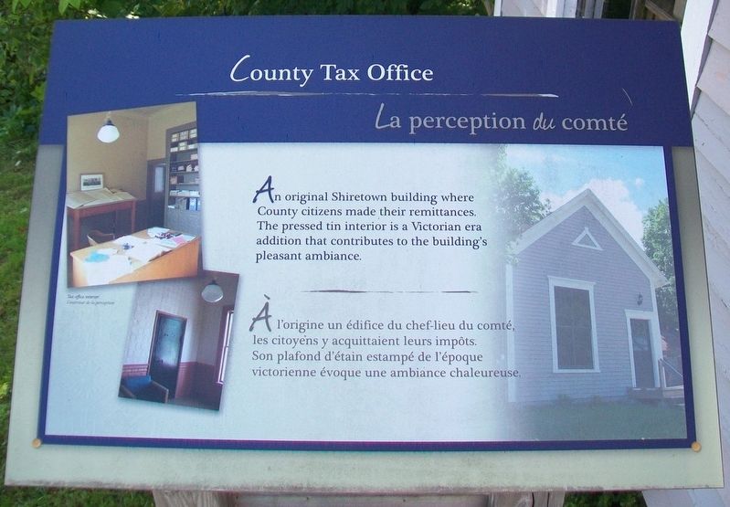 County Tax Office / <i>La</i> perception <i>du</i> comt Marker image. Click for full size.