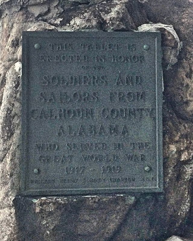 Calhoun County World War I Memorial tablet. (South side) image. Click for full size.
