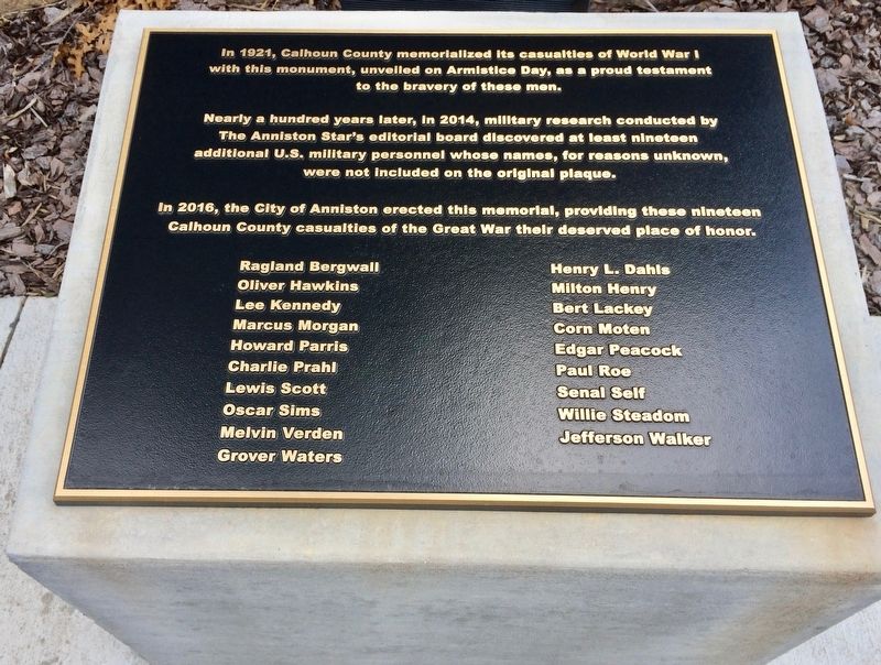 Lower plaque added in 2016 adding 19 names left off the 1921 plaque.. Click for full size. Lower plaque added in 2016 adding 19 names left off the 1921 plaque. image. Click for full size.