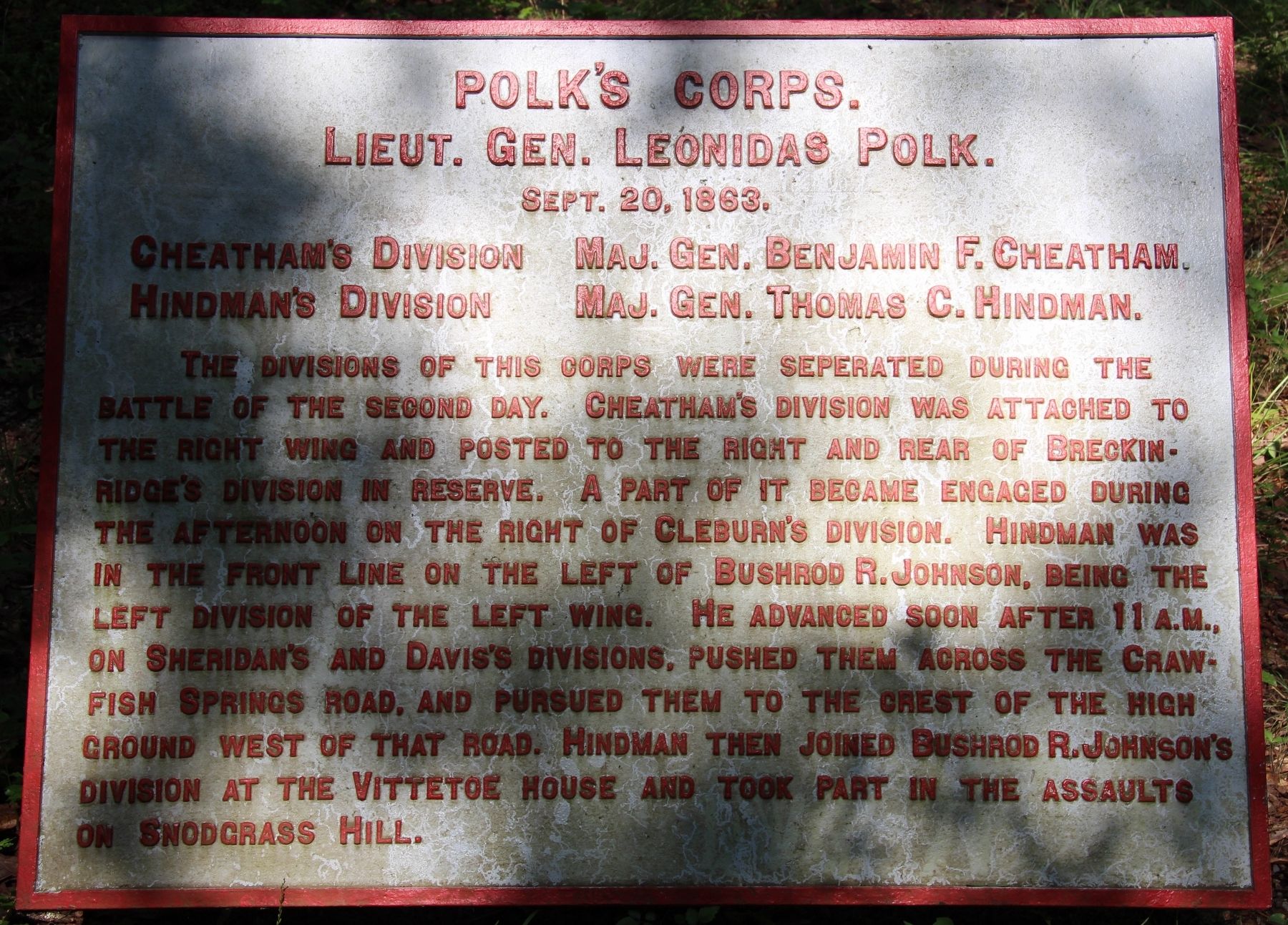 Polk's Corps Marker image. Click for full size.
