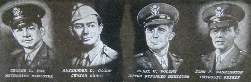 The Four Immortal Chaplains: Monument Closeup image. Click for full size.