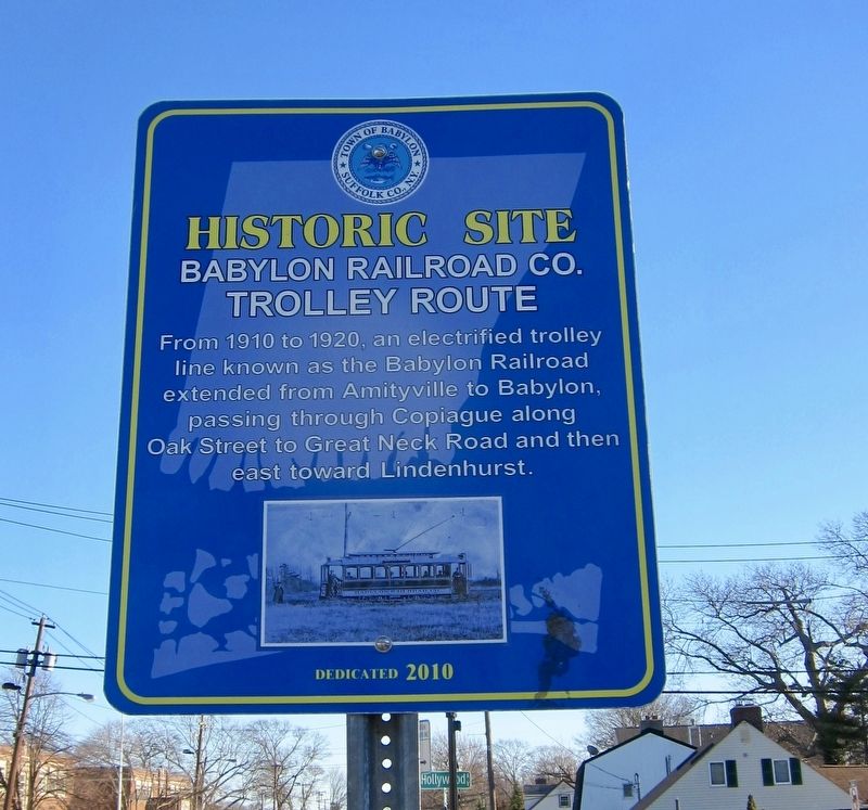 Babylon Railroad Co. Trolley Route Marker image. Click for full size.