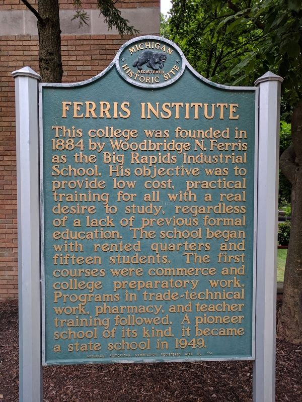 Ferris Institute Marker image. Click for full size.