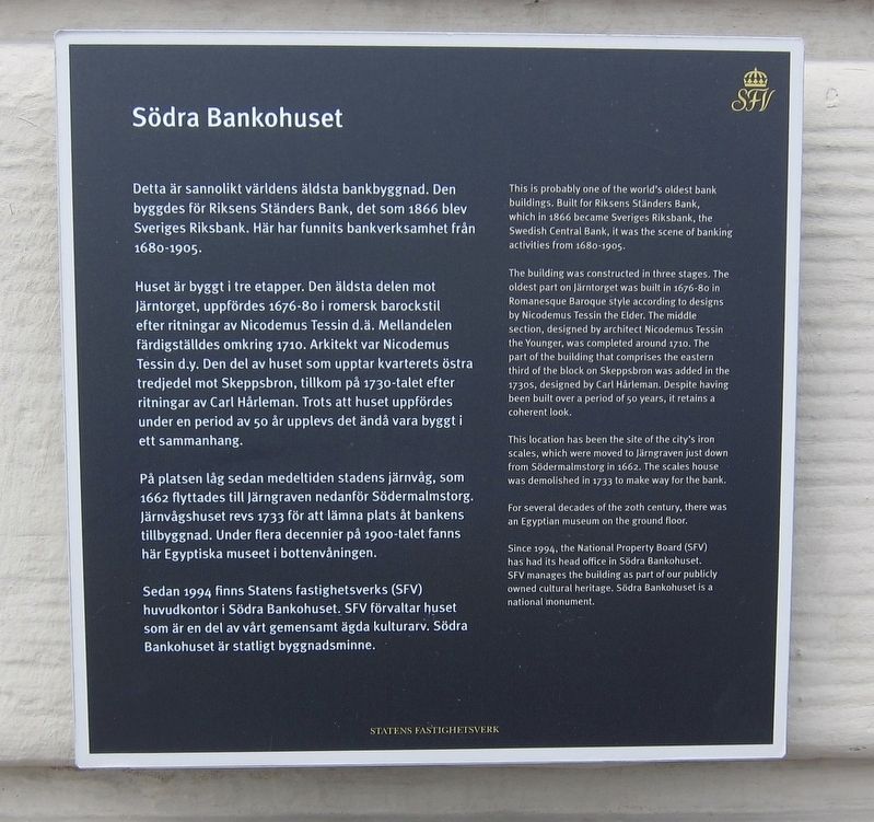 Sdra Bankohuset / Southern Bank Building Marker image. Click for full size.