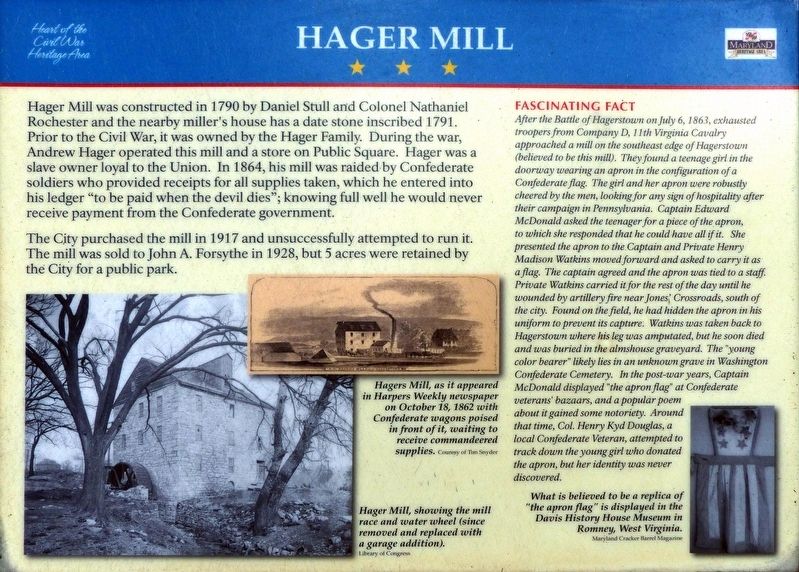 Hager Mill Marker image. Click for full size.