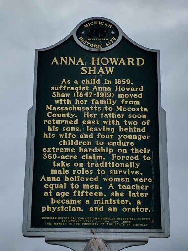 Anna Howard Shaw Marker image. Click for full size.