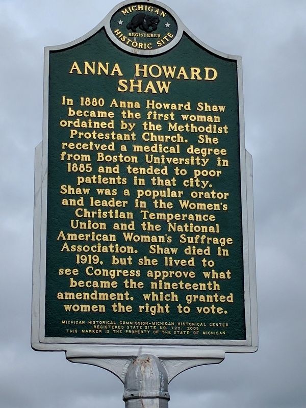 Anna Howard Shaw Marker - Side 2 image. Click for full size.