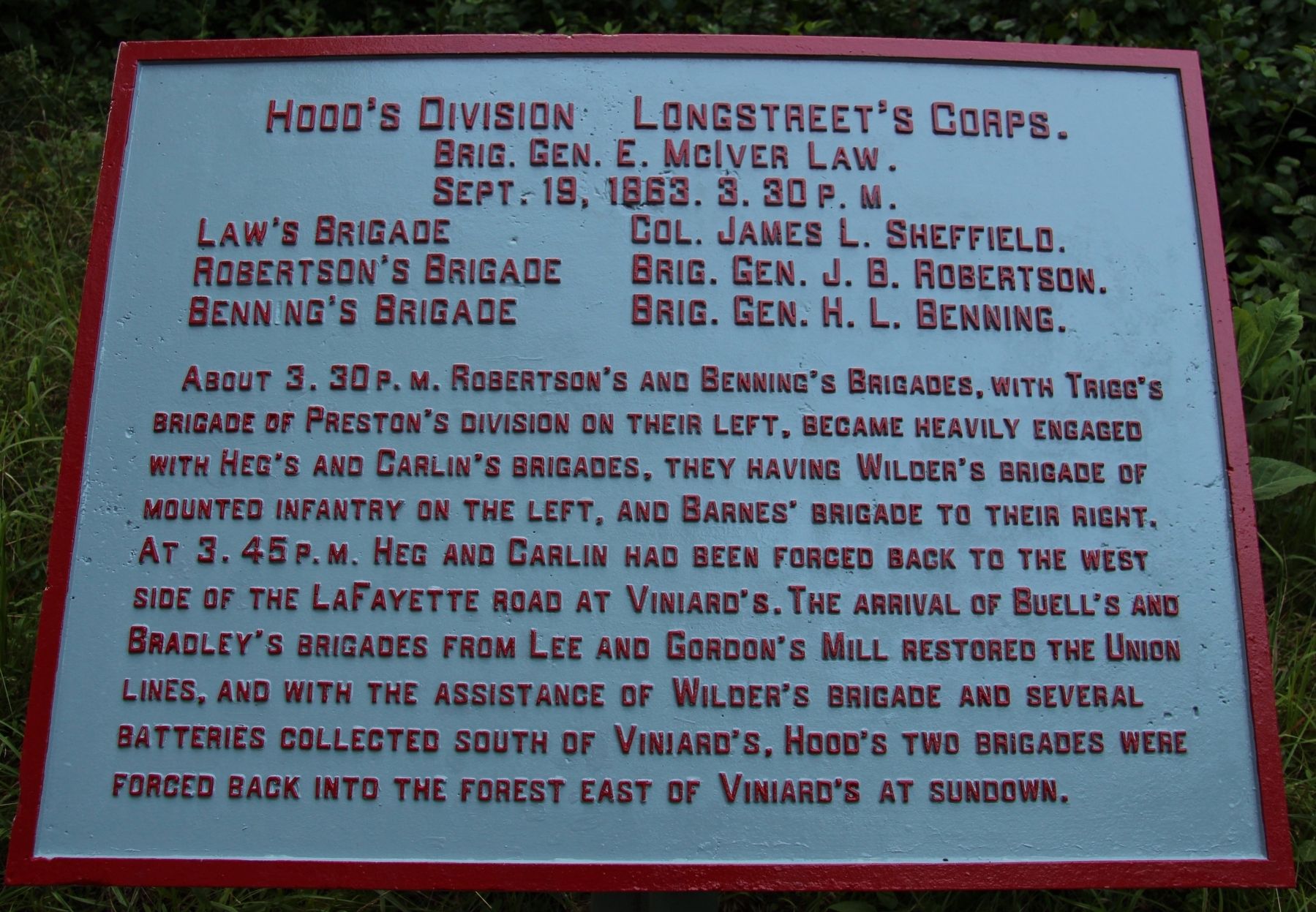 Hood's Division Marker. Click for full size. Hood's Division Marker image. Click for full size.