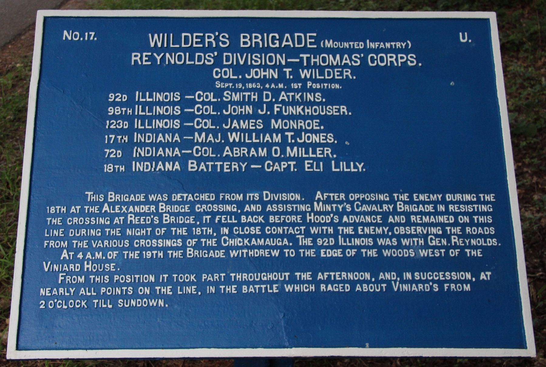 Wilder's Brigade Marker image. Click for full size.