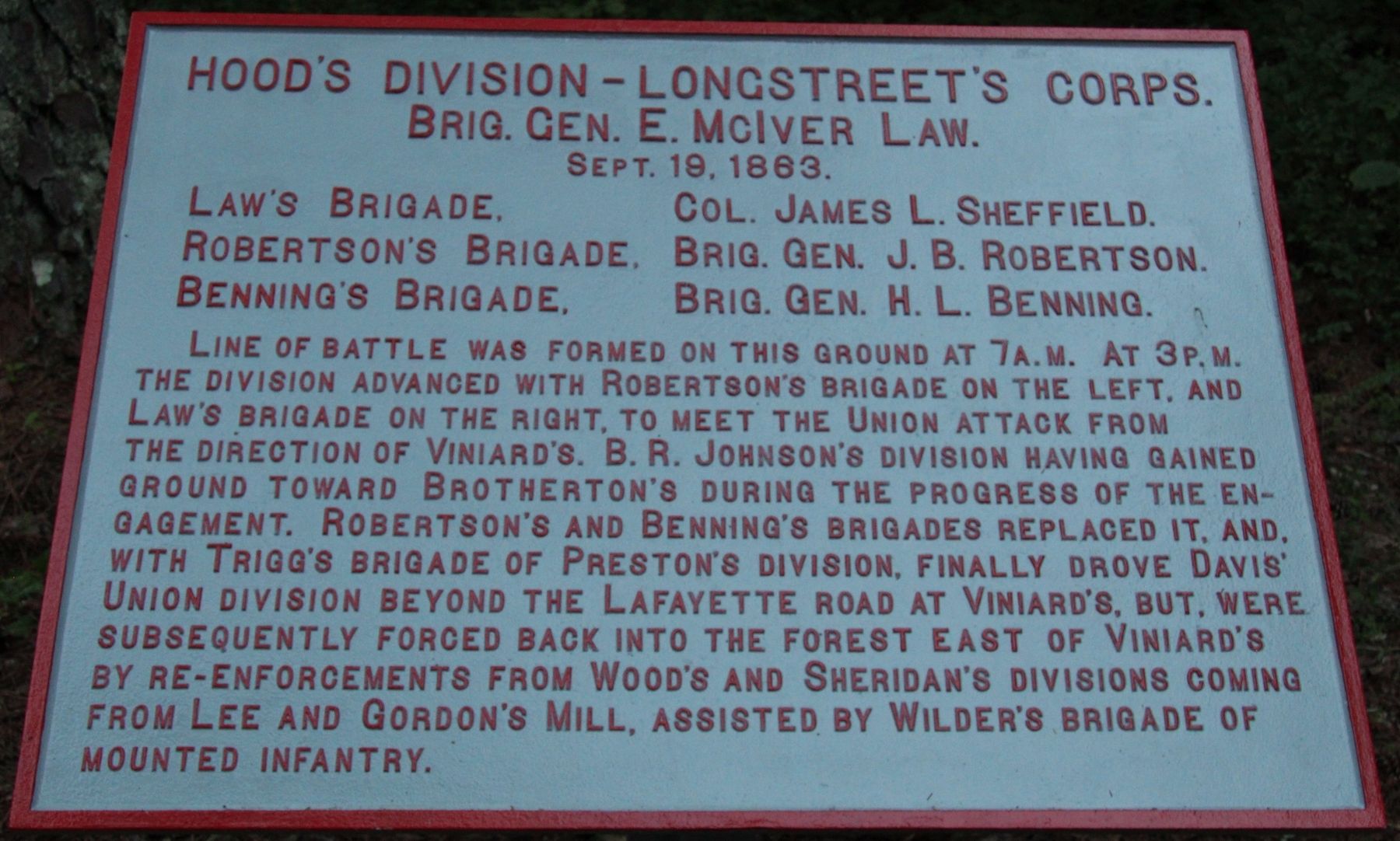 Hood's Division Marker image. Click for full size.