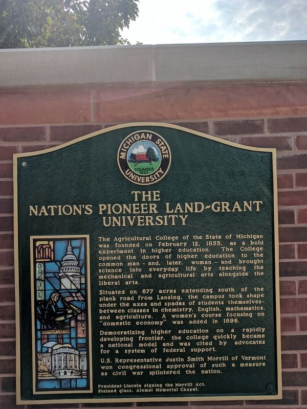 The Nation's Pioneer Land-Grant University Marker - Left Panel image. Click for full size.