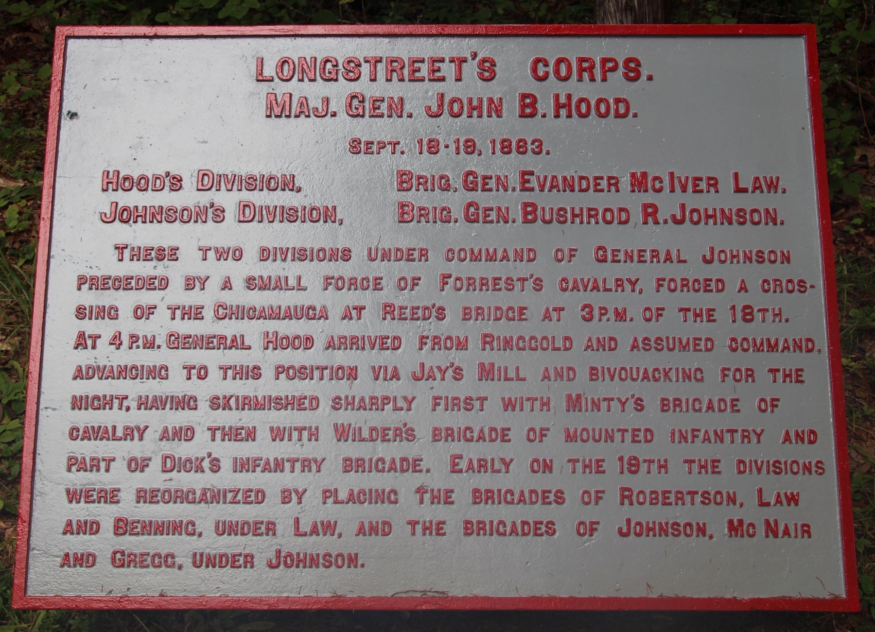 Longstreet's Corps Marker image. Click for full size.