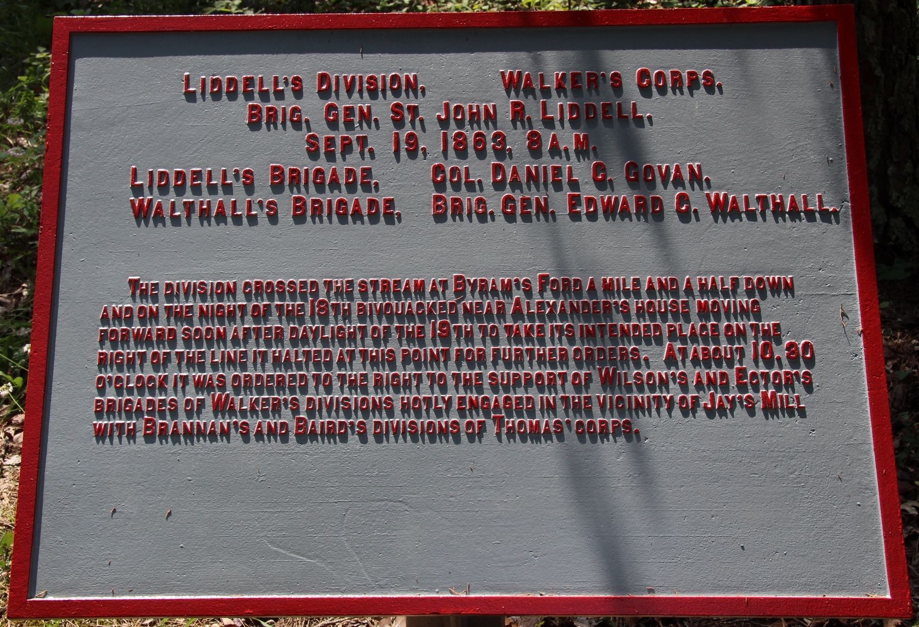 Liddell's Division Marker. Click for full size. Liddell's Division Marker image. Click for full size.