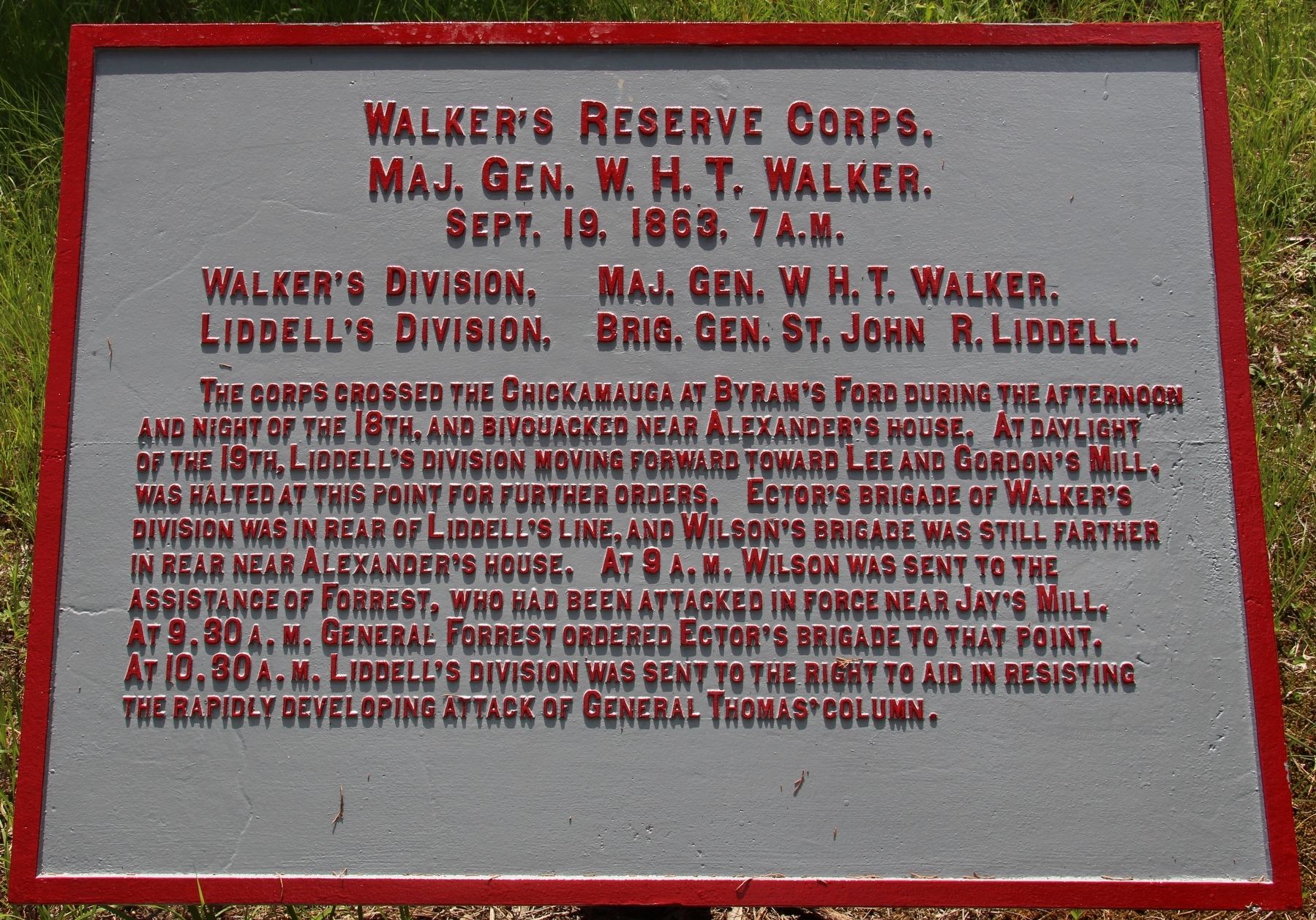 Walker's Reserve Corps Marker image. Click for full size.