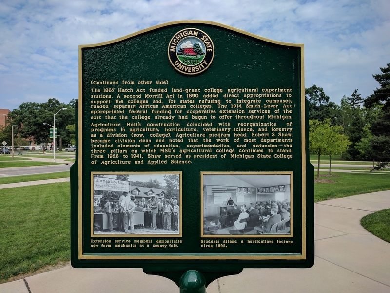 Justin S. Morrill Hall of Agriculture Marker - Side 2 image. Click for full size.